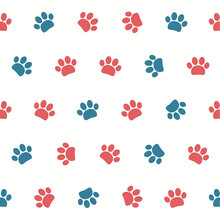 Paw Pattern Blue Red Vector