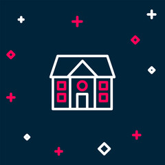 Sticker - Line House icon isolated on blue background. Home symbol. Colorful outline concept. Vector