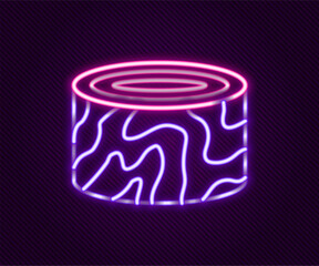 Sticker - Glowing neon line Tree stump icon isolated on black background. Colorful outline concept. Vector