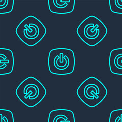 Poster - Green line Smart home icon isolated seamless pattern on blue background. Remote control. Vector