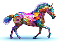 Creative Illustration Abstract Drawing Horse Isolated Background Colorful Artistic Painting  Horse In Multi Colors, Ai Generative
