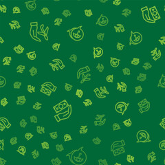 Sticker - Set line Plane in hand, Money with shield and Umbrella on seamless pattern. Vector