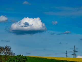 Poster - Strommasten und Wolken