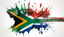 Colorful Splashes Of South African Flag. Generative AI