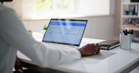 Wall Mural - African American Doing Internet Bank Transfer Business