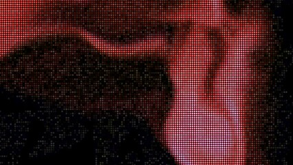 Poster - Beautiful pixel background with colored glow. Motion. Pixel image of moving northern lights. Moving spots of color stream of pixels on black background