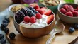 greek yogurt and berry breakfast bowl, generative ai