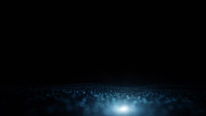 Canvas Print - blurred wavy flying dots with glowing light loop motion background.
