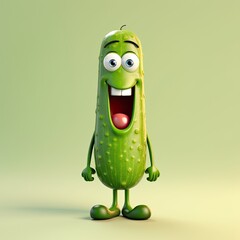 Poster - Cute Cartoon Pickle Character (Generative AI)