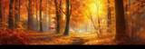 Fototapeta Most - The most beautiful red autumn forest in the world. AI generative