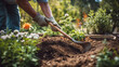 Hands-on Gardening: Tending to Your Soil with a Hand Rake. Generative AI.