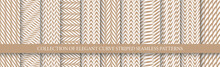 Collection Of Elegant Decorative Seamless Geometric Patterns. Wavy Striped White And Brown Textures. Contemporary Textile Backgrounds