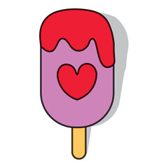 strawberry popcicle with heart in center - ice cream