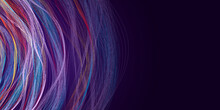 Abstract Radial Wave Background. Lots Of Colored Wave Radial Lines On Purple Background With Copy Space For Abstract Design On Technological, Scientific Theme