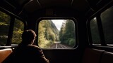 Fototapeta  - person enjoying a scenic train ride or journey generative ai