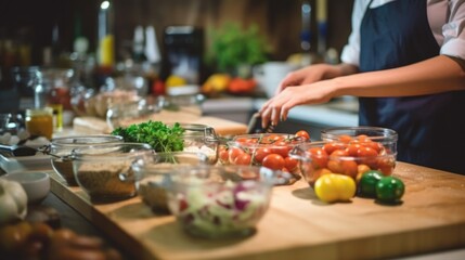 Wall Mural - person taking a cooking class or learning a new recipe generative ai