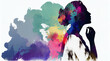 © TrendyImages - Holy prayer spiritual worship of a women. women in colorful painting smoke. mothers day concept. womens day concept. Ai generated image