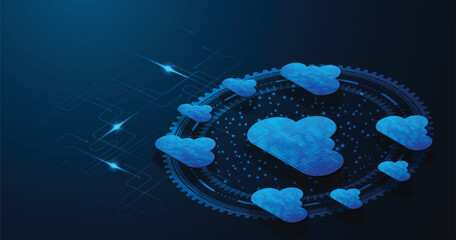 Multiple cloud symbol vector illustration, 2D cloud, 3D cloud, multi-cloud work connected data.