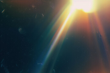 Wall Mural - film dust light leaks overlay: vintage style lens flares, dusty coloured effects for artistic photo 