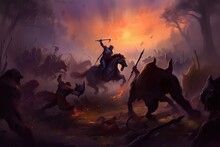 Illustration Of A Warriors From All Walks Of Life Compete In Epic Battles, Generative AI