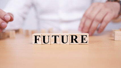 Future, text words typography written with wooden letter, life and business motivational inspirational