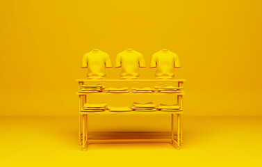 Wall Mural - Clothing store showcase concept 3d illustration in yellow color