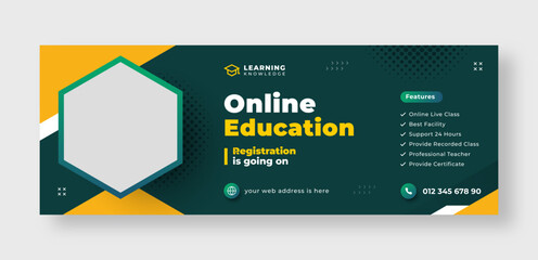 Wall Mural - online education social media facebook cover or web banner