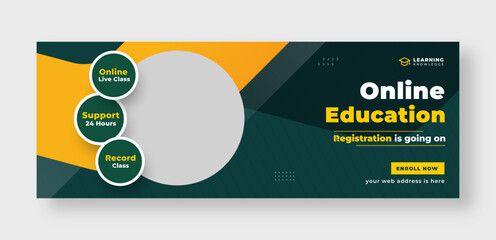 Wall Mural - Online education social media facebook cover or web banner