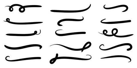Wall Mural - doodle sketch style of underline, highlighter marker strokes, swoops, waves brush marks hand drawn i