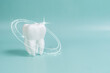 © Ekaterina - Teeth whitening concept. Comparison of a clean and dirty tooth before and after the whitening procedure. Teeth whitening procedure poster, dental health and oral hygiene for dentistry design