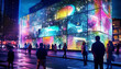 © Bot Maestro - Smart City Interactive Display Engages Urban Crowd with Futuristic Tech and Bold Colors - Generative AI
