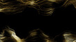 Banner Golden frame line wave luxury particles on black background.