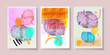 Set of colorful rough abstract background hand drawn vector illustration. Modern contemporary design.
