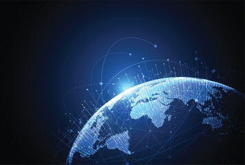 Poster - global network connection. world map point and line composition concept of global business. vector i