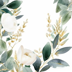 Wall Mural - Watercolor floral illustration bouquet set collection, wedding stationary, flower background