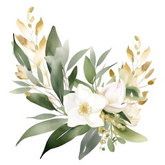 Wall Mural - Watercolor floral illustration bouquet set collection, wedding stationary, flower background