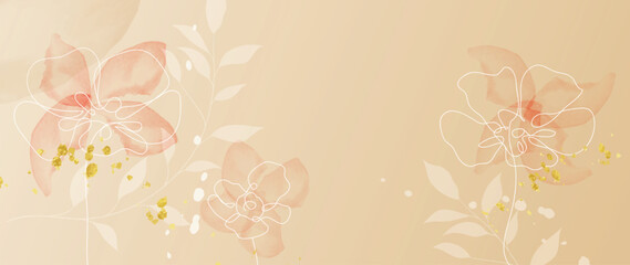 spring floral in watercolor vector background. luxury flower wallpaper design with orange wild flowe