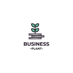 Wall Mural - plant business logo, plant combine with coin logo design modern concept