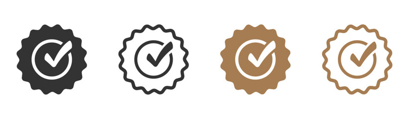 Wall Mural - Approved or certified medal vector flat icons. Rosette icons