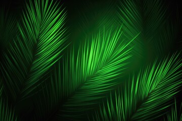 Canvas Print - lush green background filled with palm tree leaves Generative AI