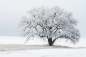 Sticker - majestic tree standing tall in a winter wonderland Generative AI