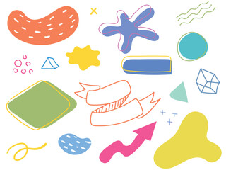 hand drawn set of abstract organic shapes and textures for design layouts
