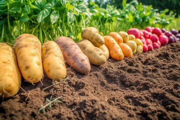 Wall Mural - Vegetable Garden with a Variety of Fresh Produce Growing in the Soil Generative AI