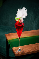 Poster - strawberry cocktail with cotton candy