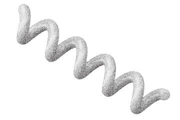 Poster - Grainy spring with noise texture. Dotted stipple curve spiral isolated on white background. Vector gradient grunge shape with shadows.