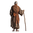 © Rawf8 - Monk with a walking stick rear view isolated on transparent background. Old man wandered in Middle Age. PNG, Generative AI