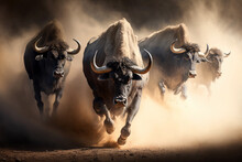 Buffaloes Running With Dust, Generative AI
