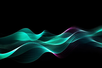 Poster - Futuristic Technology Waves Flowing Background, Generative AI