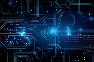 Poster - Futuristic Technology Blue Circuit Board Background, Generative AI