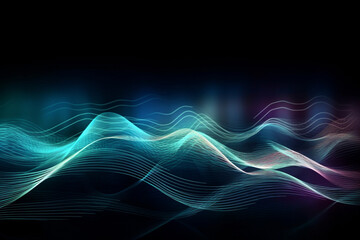 Poster - Futuristic Technology Waves Flowing Background, Generative AI